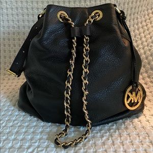 Michael Kors Black Leather Frankie Large Crossbody Bag